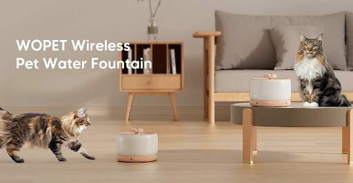 WOpet Ceramic Wireless Pet Water Fountain For Dogs & Cats